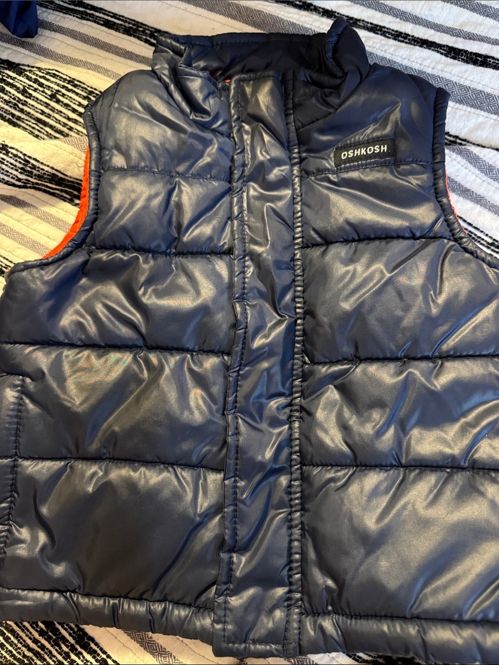 OshKosh B'gosh Navy Puffer Vest with Orange Trim